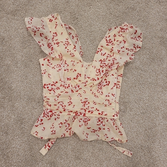 H&M Floral Peplum Flounce Sleeveless Blouse Size 0 - Picture 3 of 7